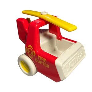 Bandai Tonka 1987 Fire Copter Toy Helicopter Red & Yellow Plastic Model